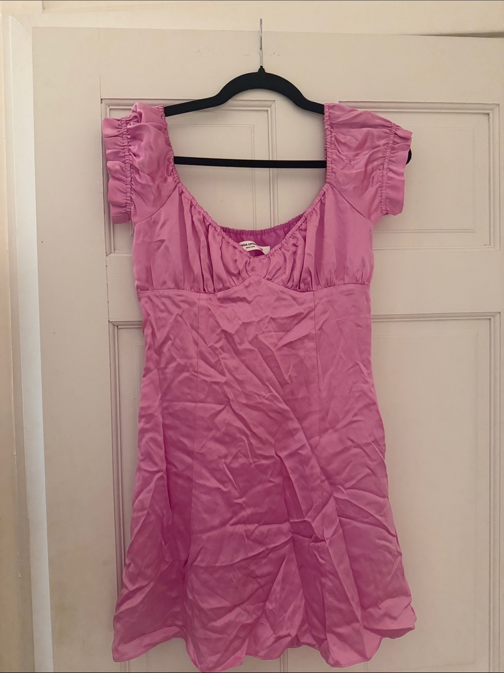 Amanda Uprichard Pink Short Puff Sleeve Mini Dress